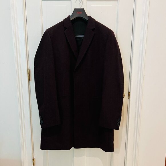NWOT HUGO BOSS Sharp Look Soft Cashmere Wool Overcoat Size 42R - Picture 1 of 16